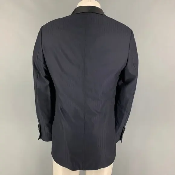 BRIONI Size 40 Navy Stripe Wool Tuxedo Sport Coat